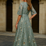 Women's Elegant V-Neck Belted Boho Maxi Dress, photo 4