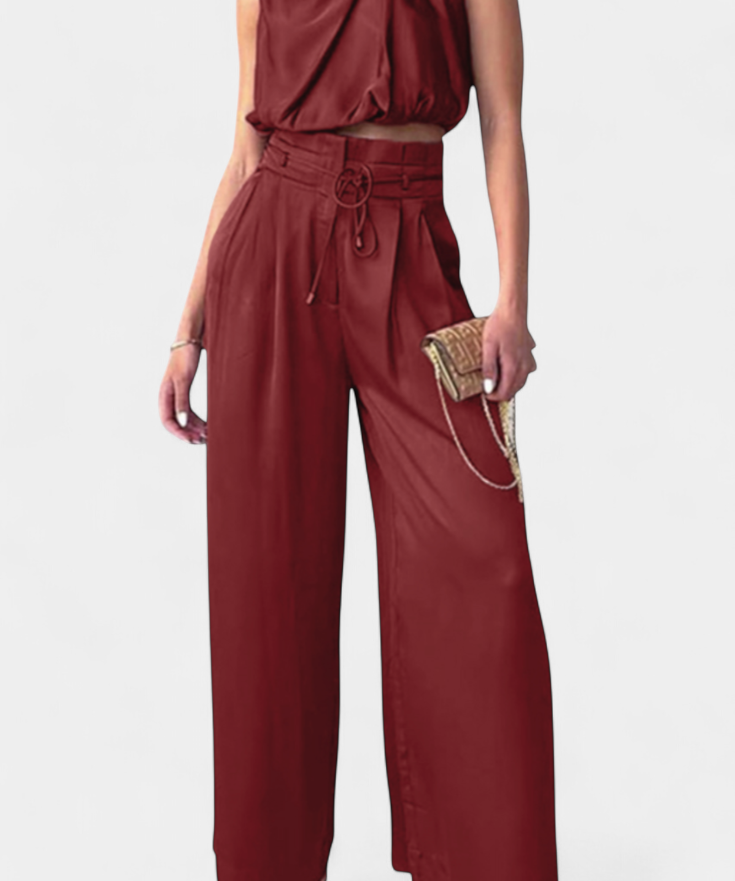 Tailored Top with Pleated Palazzo Pants