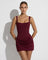 Women's Draped Snatched Mini Dress in Burgundy