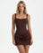 Women's Draped Snatched Mini Dress in Mocha