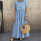 Women's Button-Front Maxi Dress in Sky blue