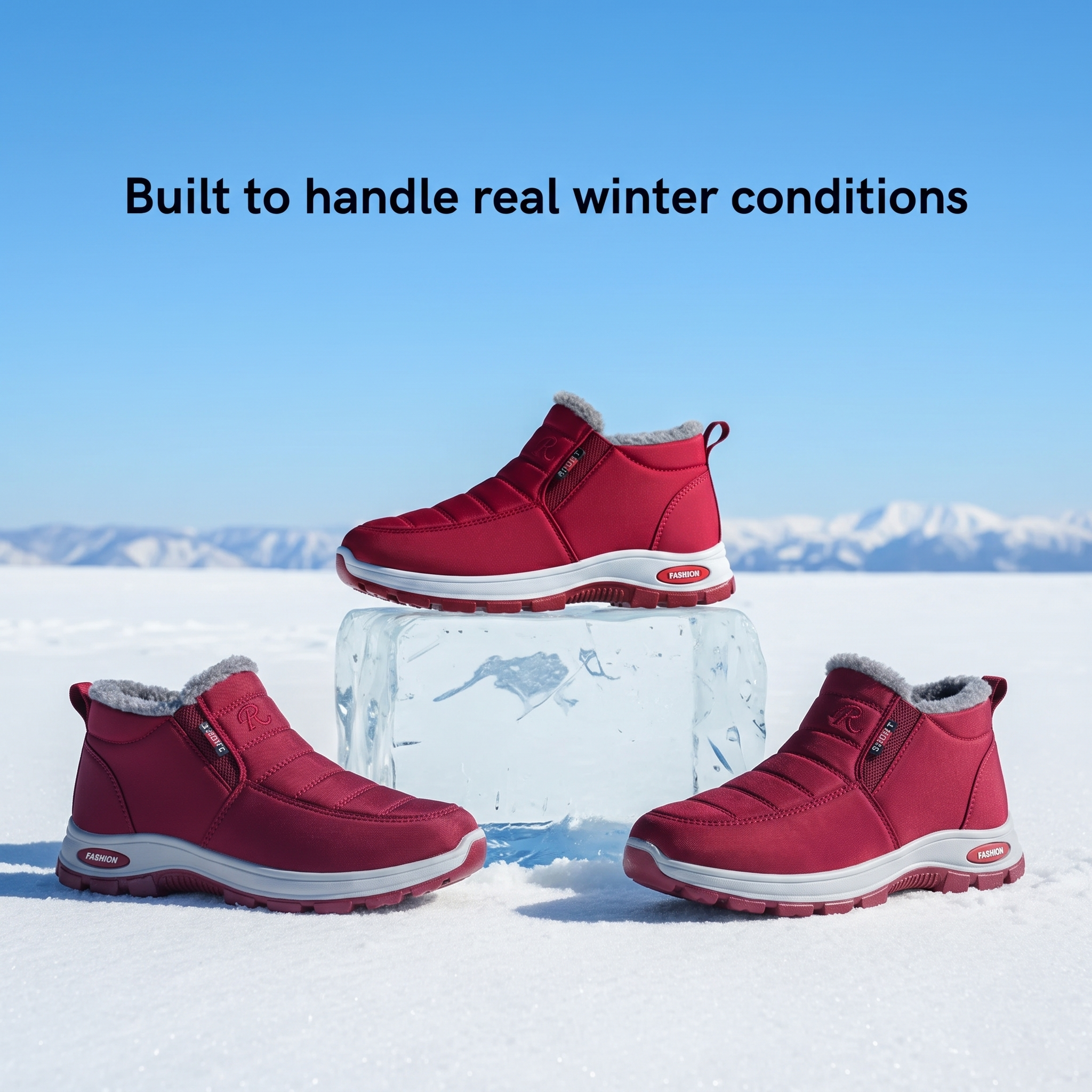 Sianna waterproof winter ankle boots in Red, photo 2