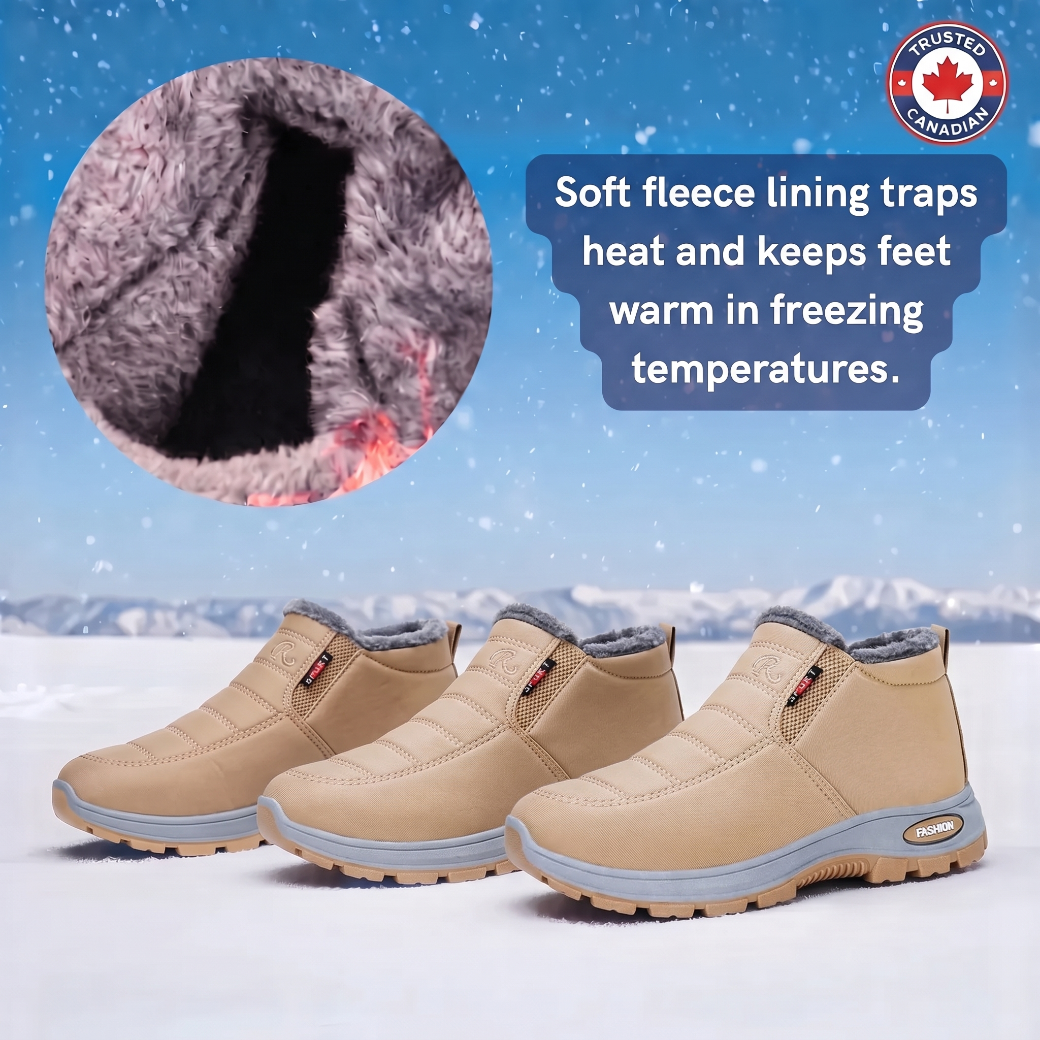 Sianna waterproof winter ankle boots in Beige, photo 3