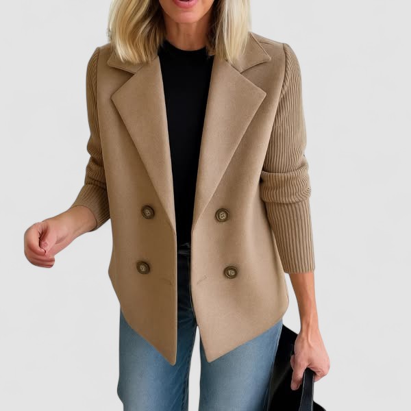 Women's Knit-Sleeve Tailored Coat
