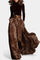 Women's Velvet Turtleneck & Leopard Skirt Set in Brown