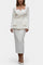 Blazer Set with Square Collar and Flowing Long Skirt in White