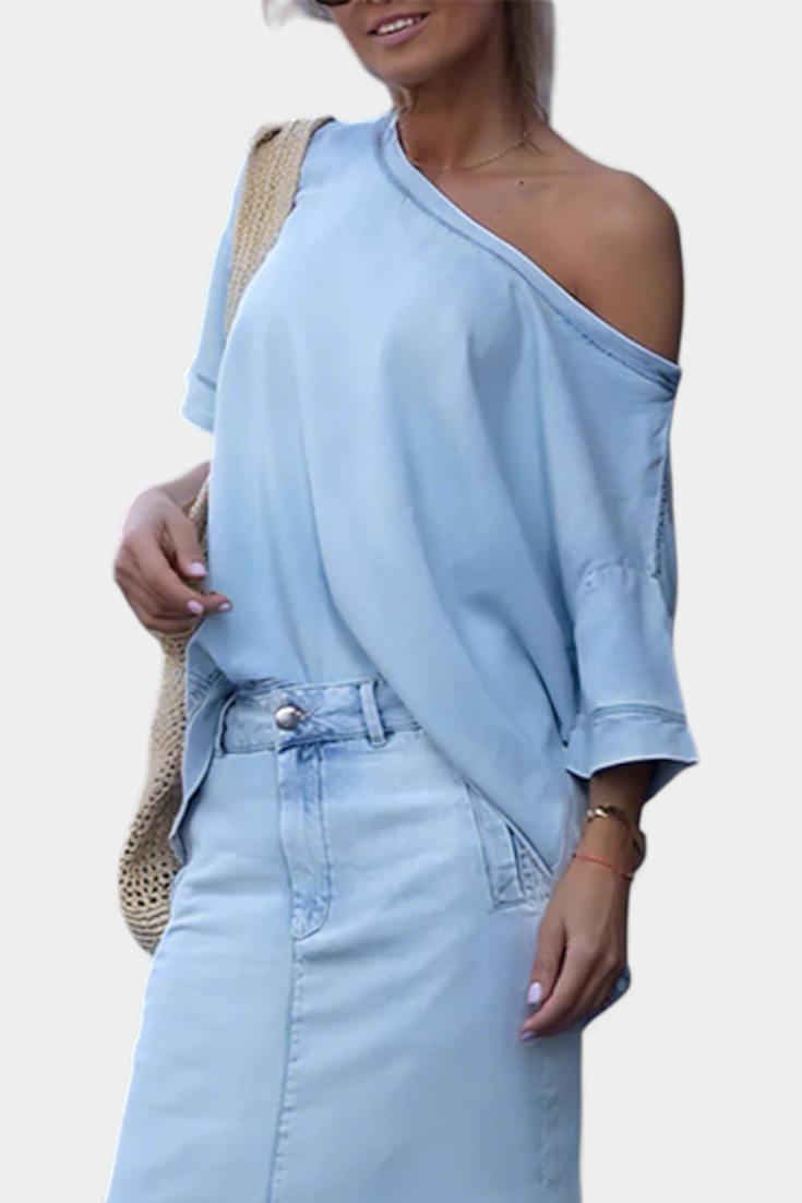 Asymmetrical Denim Set with Long Skirt, photo 2