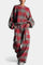 Women's Urban Checkered Color-Block Ensemble in Red Gray
