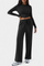 Elastic-Fit Viscose Yoga Set with Round Neck in Black