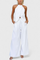 Front Neckline Top with Wide Leg Pants in White