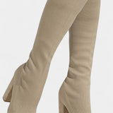 Women's Chunky Heel Ankle Boots in Beige