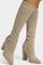 Women's Chunky Heel Ankle Boots in Beige