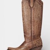 Retro Western Embroidered Pointed Toe Booties in Dark Brown