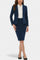 Chic Blazer and Pencil Skirt Ensemble with Notched Collar in Navy Blue