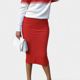 Two-Tone Long Sleeve Midi Knit Dress Ensemble, photo 13