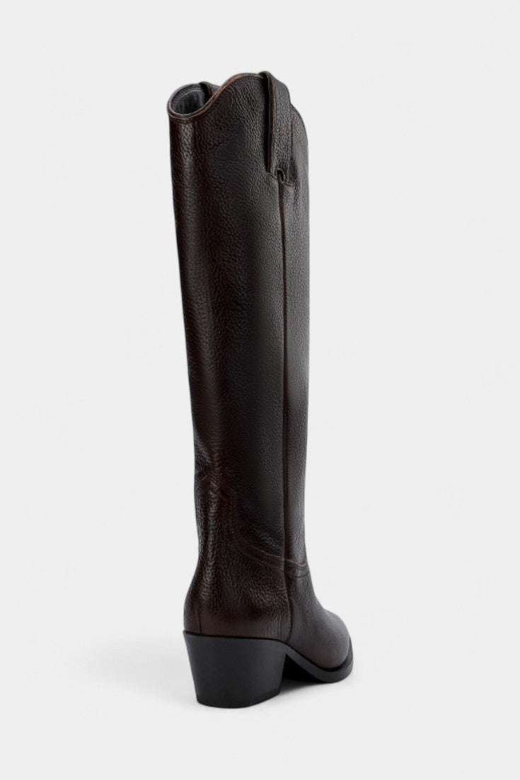 Brown Leather Equestrian Boots, Low Heel, photo 3