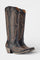Retro Western Embroidered Pointed Toe Booties in Black Brown Line
