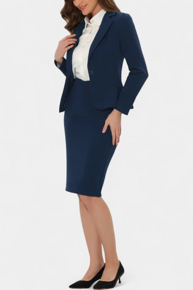 Chic Blazer and Pencil Skirt Ensemble with Notched Collar, photo 10