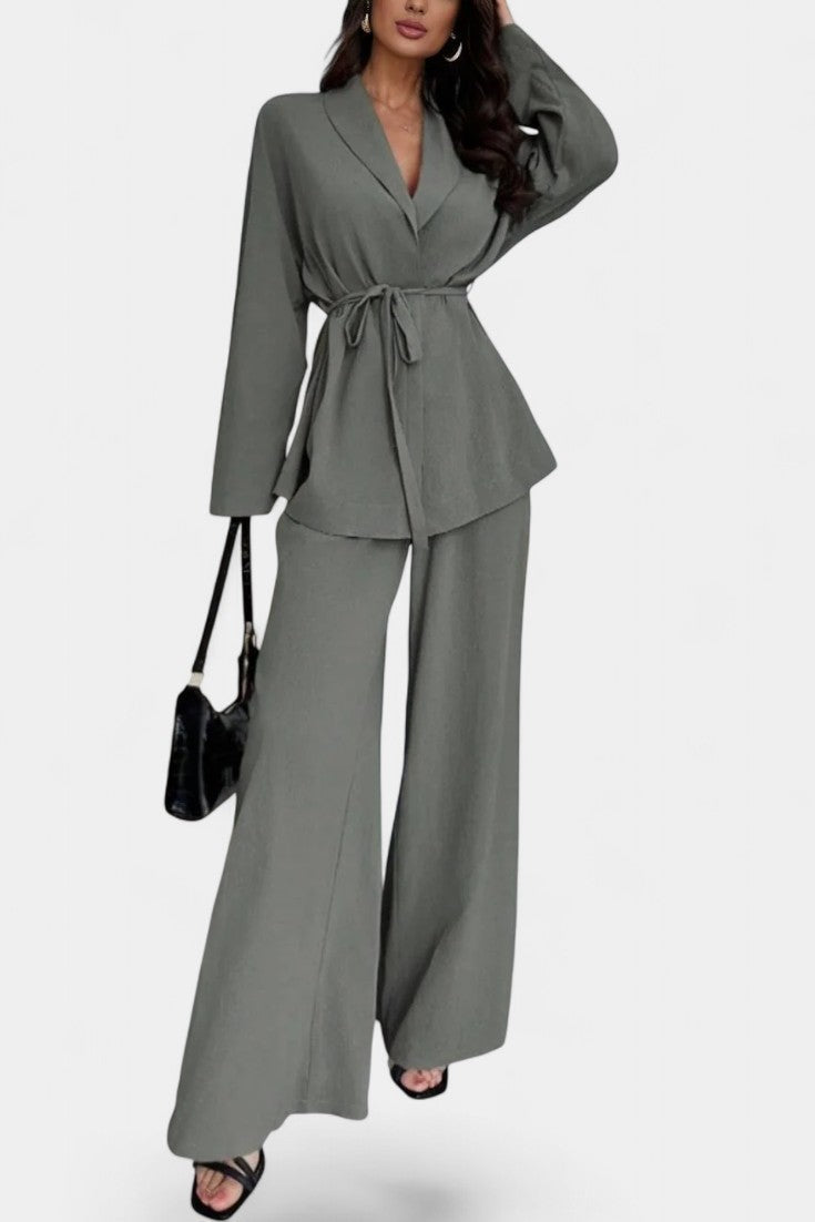 Women's V-Neck Blazer and Flared Pants Set, photo 12