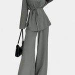 Women's V-Neck Blazer and Flared Pants Set, photo 12