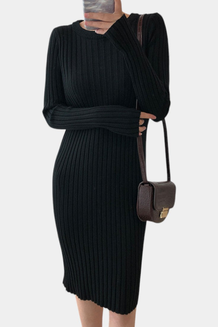 Modern Silhouette Two-Piece Knit Ensemble in Black