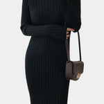 Modern Silhouette Two-Piece Knit Ensemble in Black