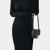 Modern Silhouette Two-Piece Knit Ensemble in Black