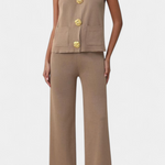 Women's Knit Vest with Wide-Leg Pants in Brown