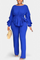 Adjustable Waist Set with Tailored Pants in Blue
