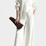 Women's Cardigan Set with Cozy Pants in White
