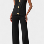 Women's Knit Vest with Wide-Leg Pants in Black