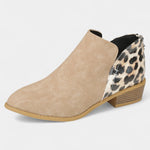 Women's Stylish Leopard Print Comfort Boots in Khaki
