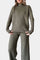 Stylish Casual Knit Set with Side Slit in Army Green