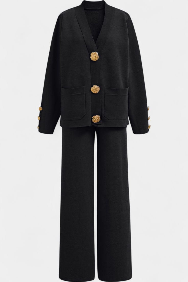 Classic Cardigan Set with Wide-Leg Pants, photo 6