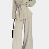 Women's V-Neck Blazer and Flared Pants Set, photo 17