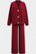 Classic Cardigan Set with Wide-Leg Pants in Burgundy