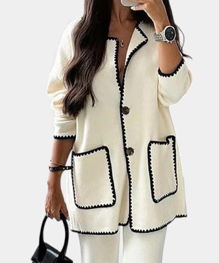 Women's Trimmed Jacket and Casual Pants Set, photo 2