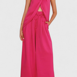 Front Neckline Top with Wide Leg Pants in Pink