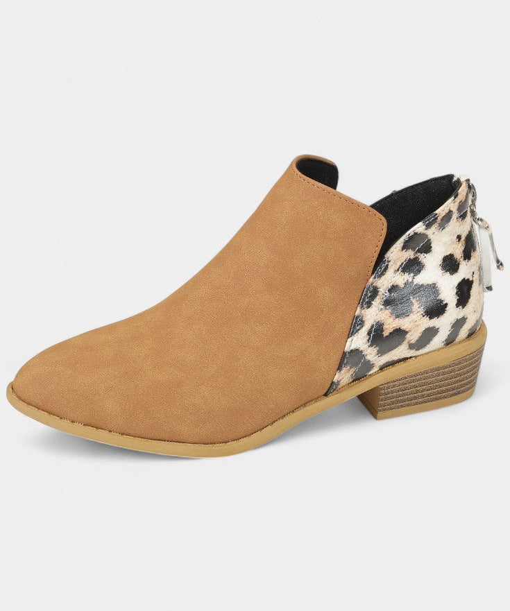 Women's Stylish Leopard Print Comfort Boots in Brown