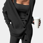 Women's Cozy Three-Piece Knit Set in Black