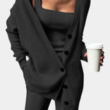 Women's Cozy Three-Piece Knit Set in Black