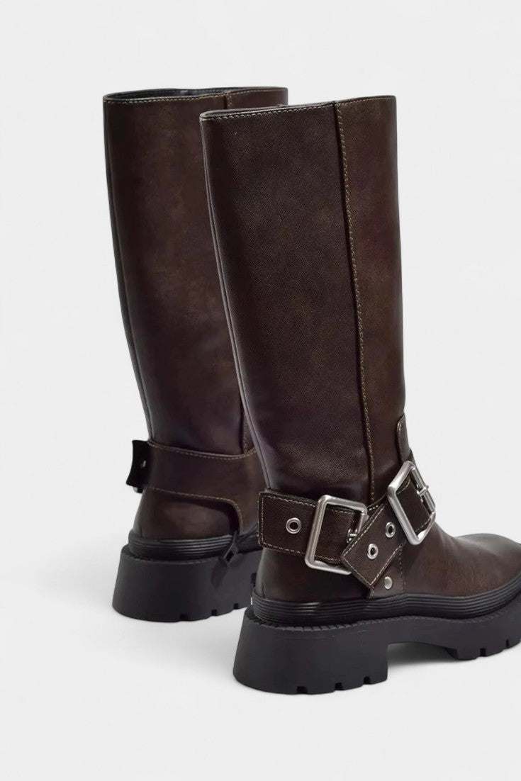 Strapped Mid-Calf Boots with Buckle Detail, photo 2