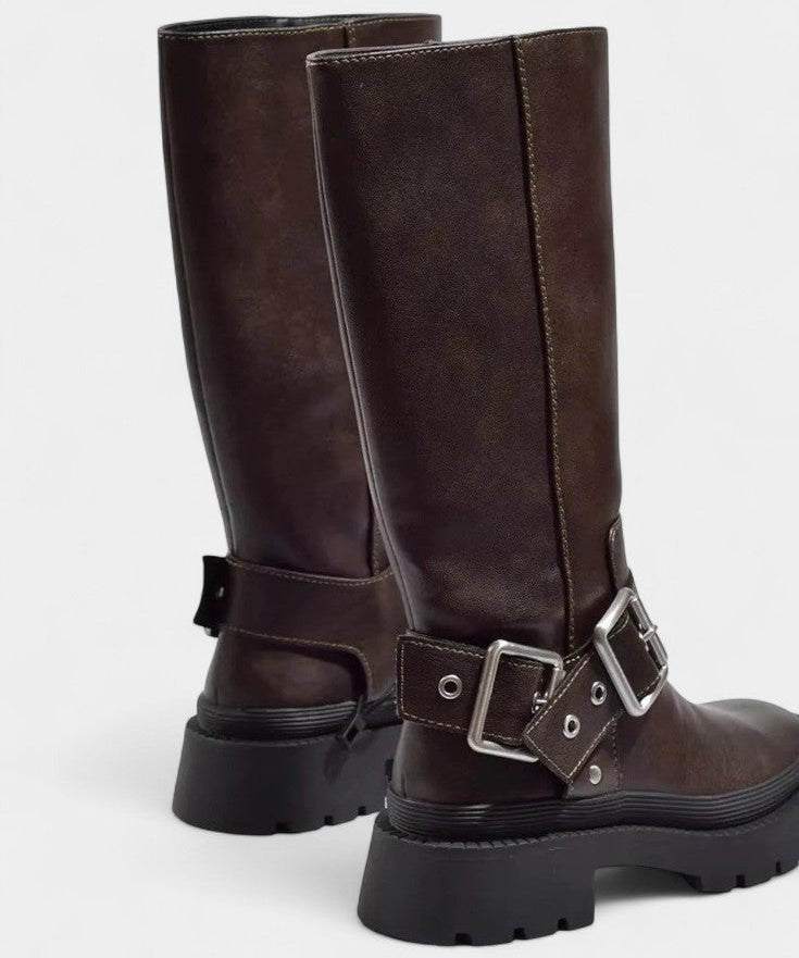 Strapped Mid-Calf Boots with Buckle Detail, photo 2
