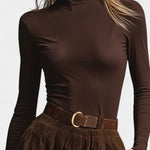 Brown Turtleneck & Corduroy Skirt Set, photo 2