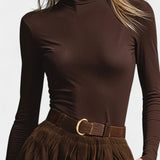 Brown Turtleneck & Corduroy Skirt Set, photo 2