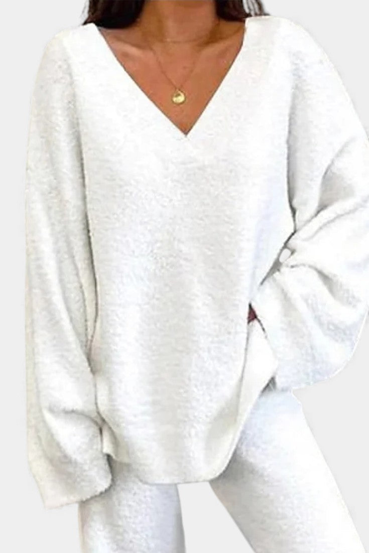 Women's Cozy V-Neck Two-Piece Daily Outfit, photo 5