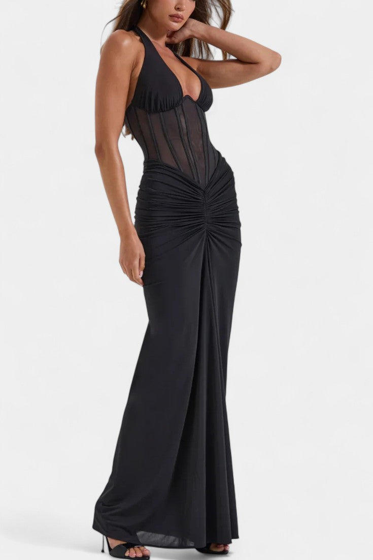 Mesh Corset Halter with Gathered Maxi Skirt Ensemble, photo 2