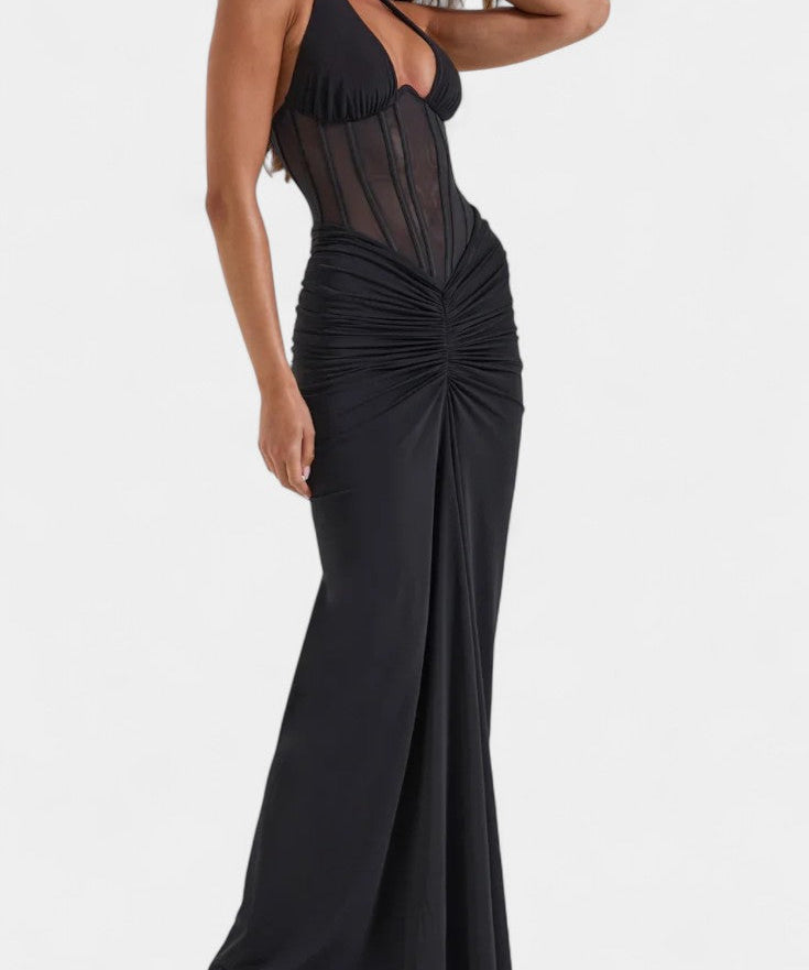 Mesh Corset Halter with Gathered Maxi Skirt Ensemble, photo 2