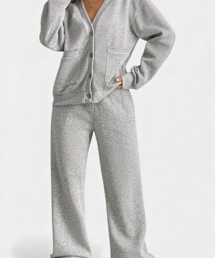 Relaxed Cardigan Jacket & Wide-Leg Pants Set, photo 2