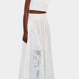 Women's Crop Top & Maxi Skirt in White